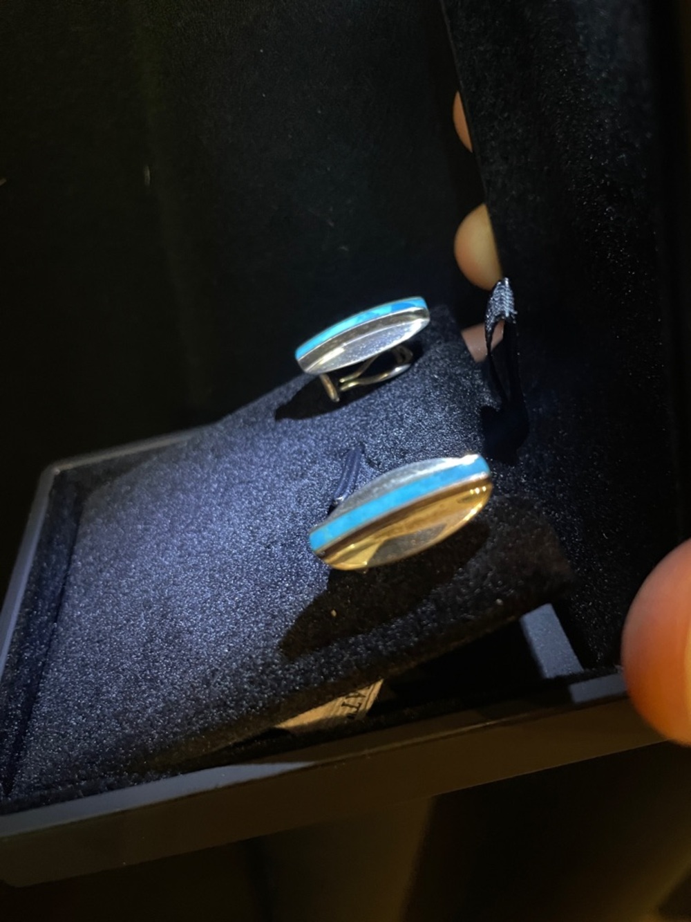 925 JAY KING Sterling Silver Turquoise inlay Earrings - french clip post
